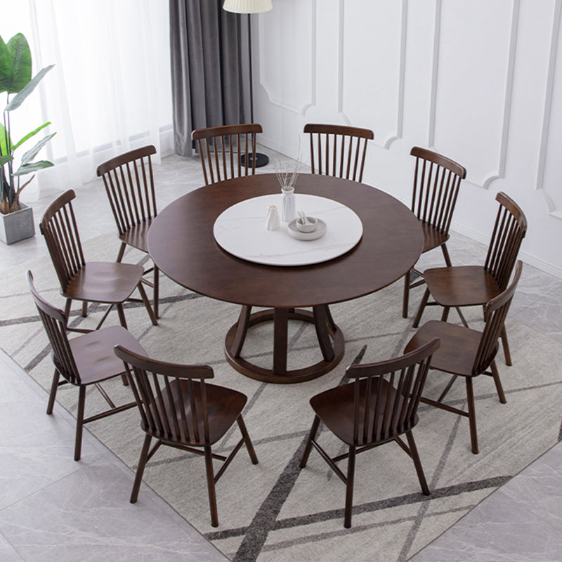 Modern Style Home Solid Wood Dining Table Round Shape Table with Single Pedestal