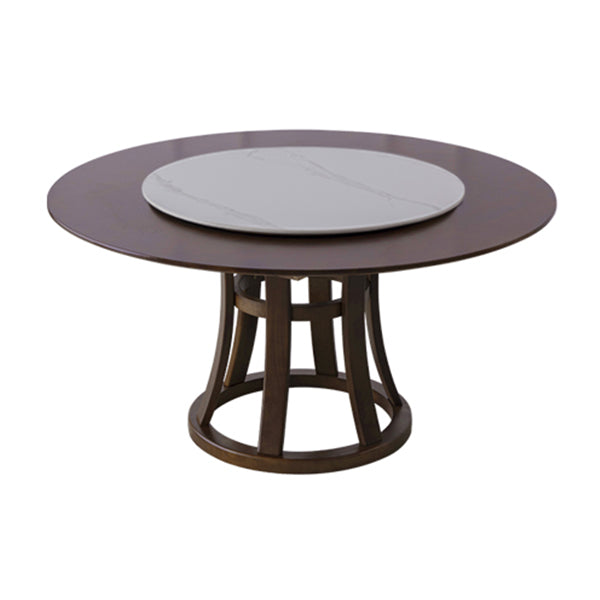 Modern Style Home Solid Wood Dining Table Round Shape Table with Single Pedestal