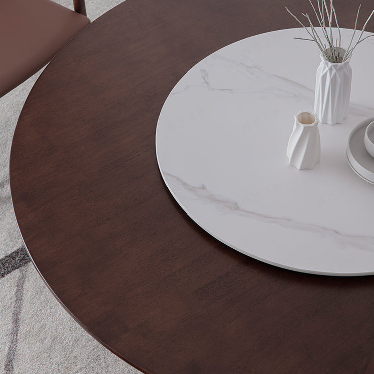 Modern Style Home Solid Wood Dining Table Round Shape Table with Single Pedestal