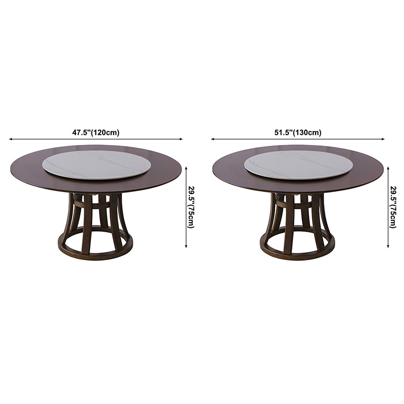 Modern Style Home Solid Wood Dining Table Round Shape Table with Single Pedestal