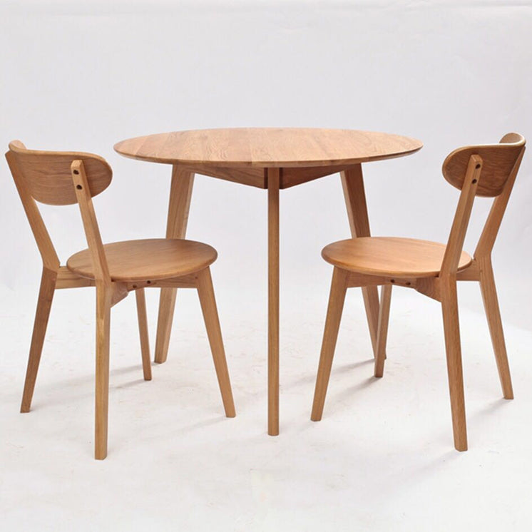 Solid Wood Tripod Base Dining Table Simplicity Style Round Dinette Table