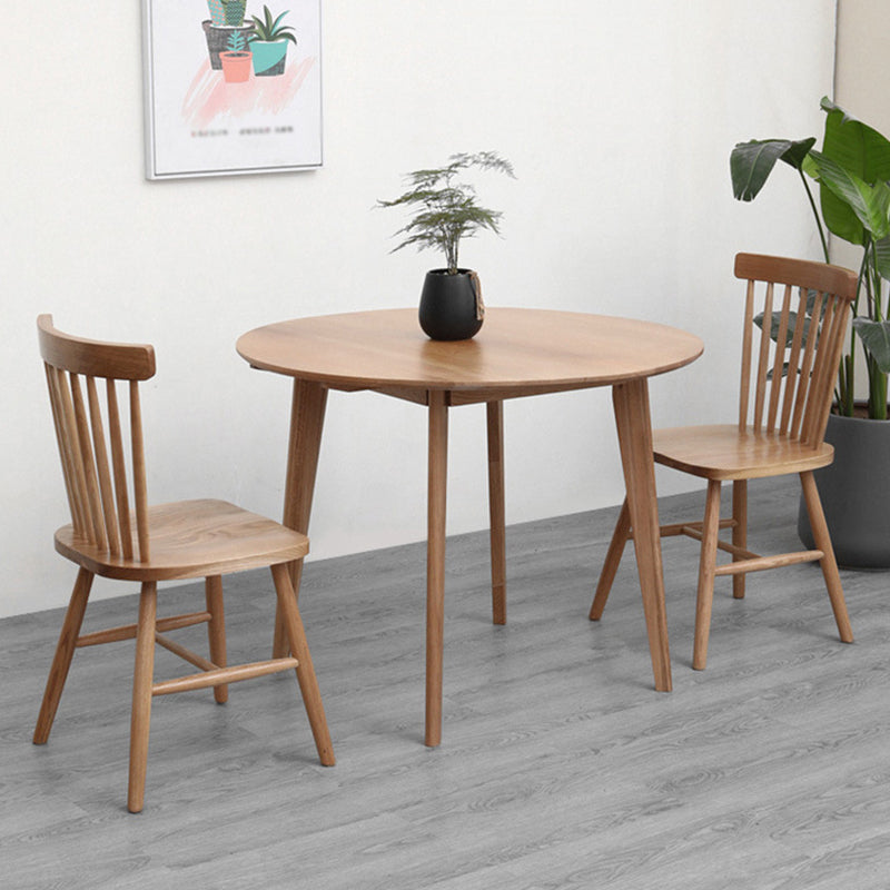 Solid Wood Tripod Base Dining Table Simplicity Style Round Dinette Table