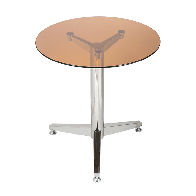 Modern Round Dining Room Table Tempered Glass Table with Pedestal Base