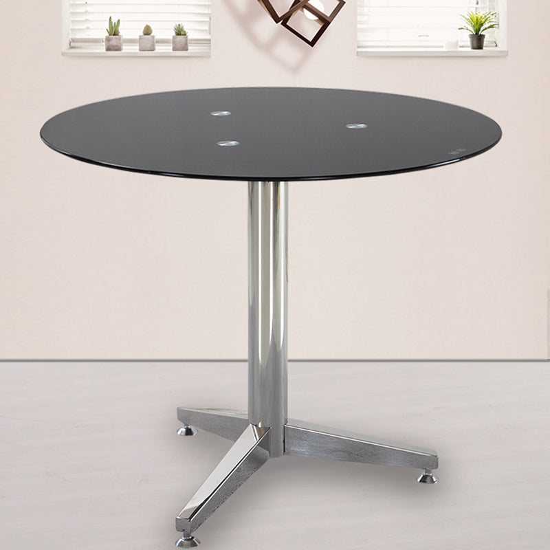 Modern Round Dining Room Table Tempered Glass Table with Pedestal Base