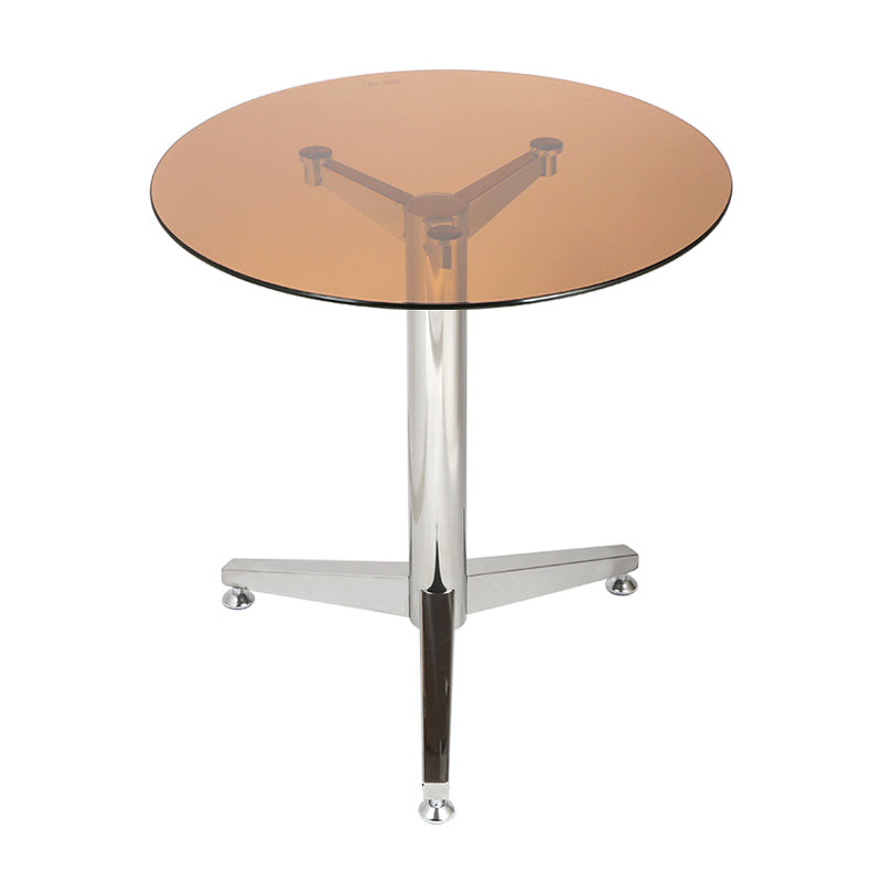 Modern Round Dining Room Table Tempered Glass Table with Pedestal Base