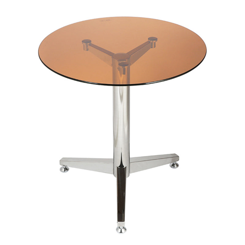 Modern Round Dining Room Table Tempered Glass Table with Pedestal Base
