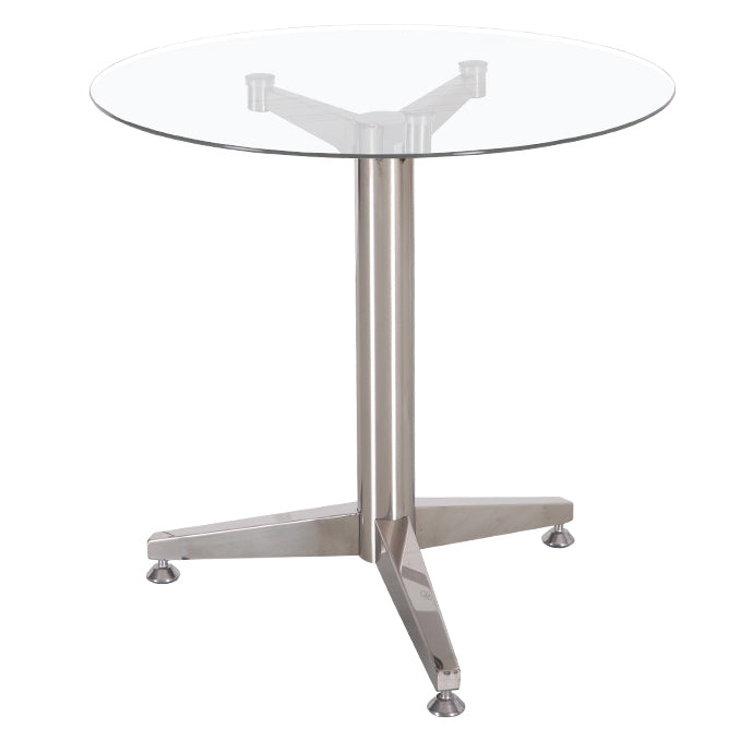 Modern Round Dining Room Table Tempered Glass Table with Pedestal Base
