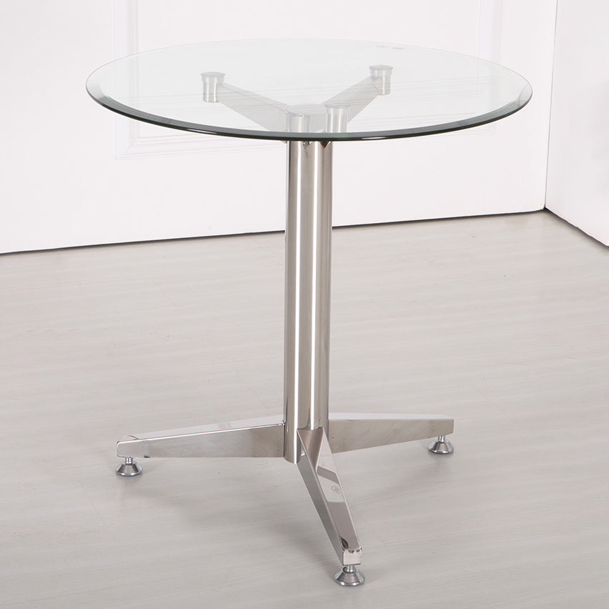 Modern Round Dining Room Table Tempered Glass Table with Pedestal Base