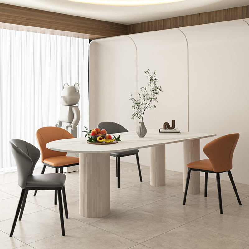 Metal Contemporary Free Form Table White Marble Top Table for Dining Room and Kitchen