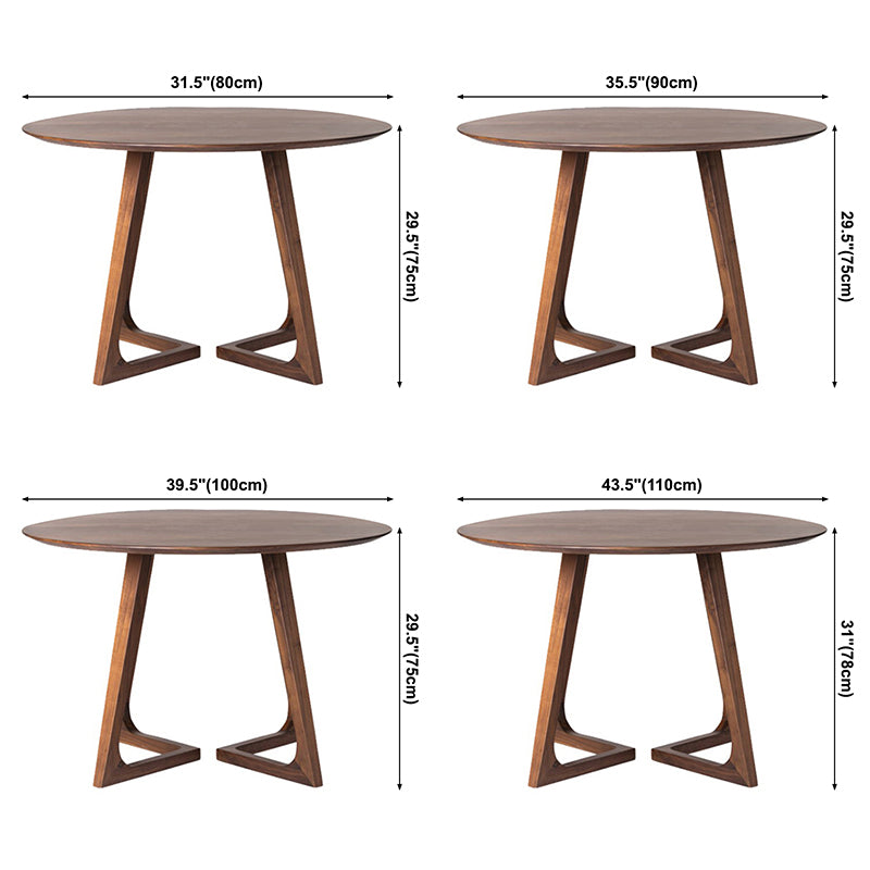Tablette à double piédestal ronde Pine en bois massif meubles de salle à manger en bois massif