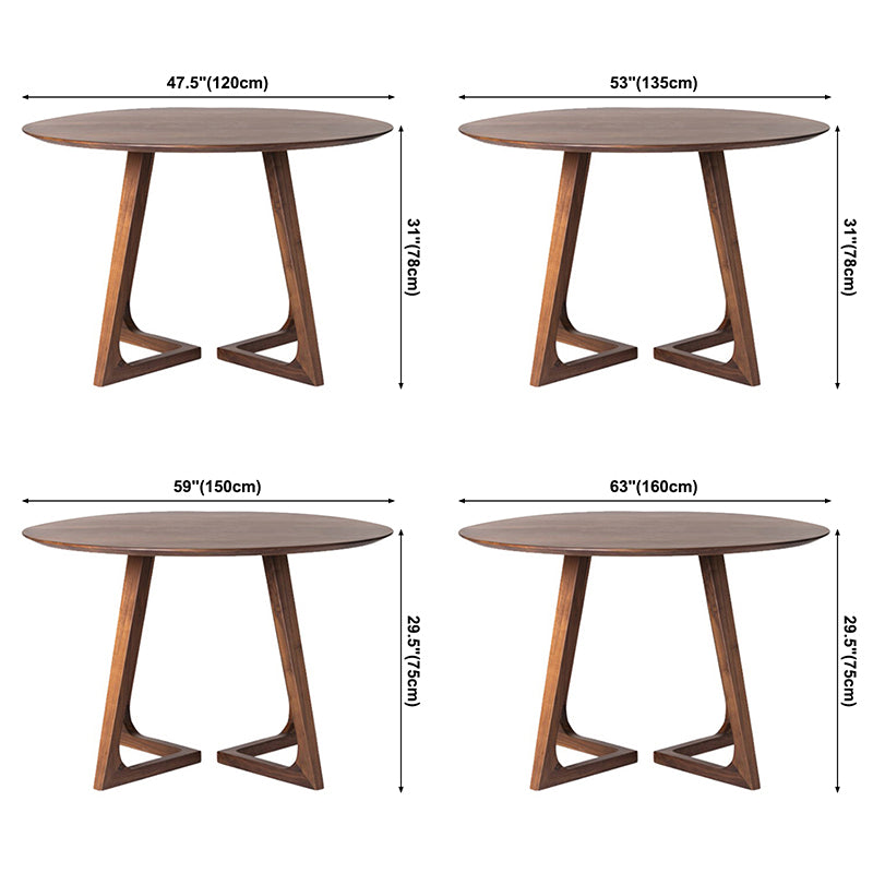 Tablette à double piédestal ronde Pine en bois massif meubles de salle à manger en bois massif