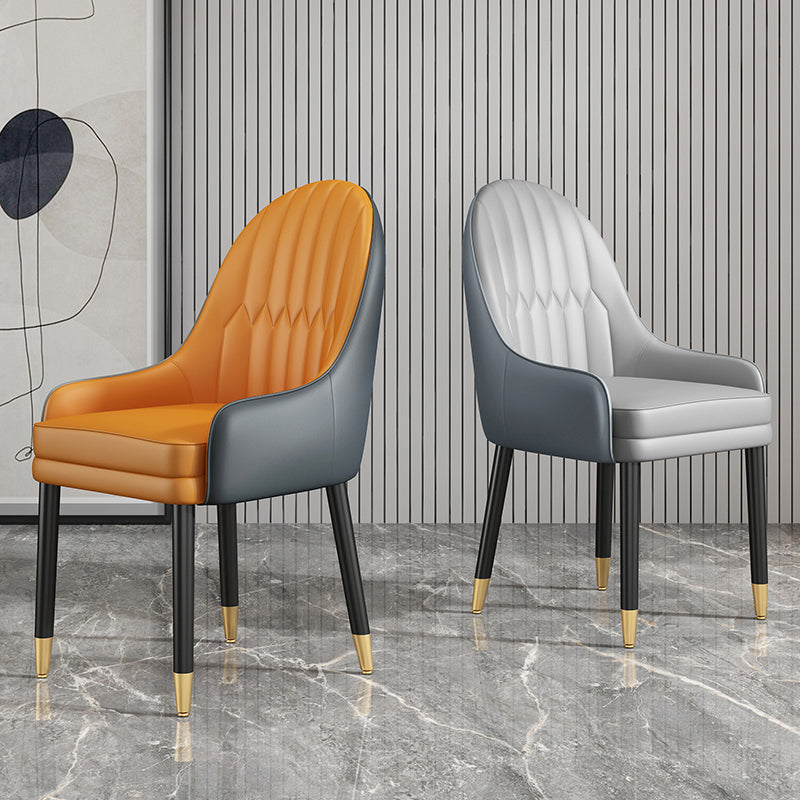 Chaises de salle à manger de style scandinave en métal, chaise Parsons avec bras
