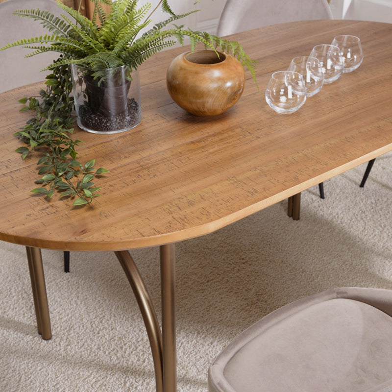 Moderner Stil Masster Holz Esstisch Brauner ovaler Tisch mit 4 Beinen für Esszimmer