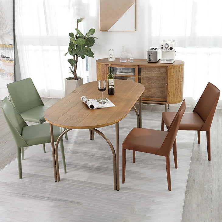 Moderner Stil Masster Holz Esstisch Brauner ovaler Tisch mit 4 Beinen für Esszimmer