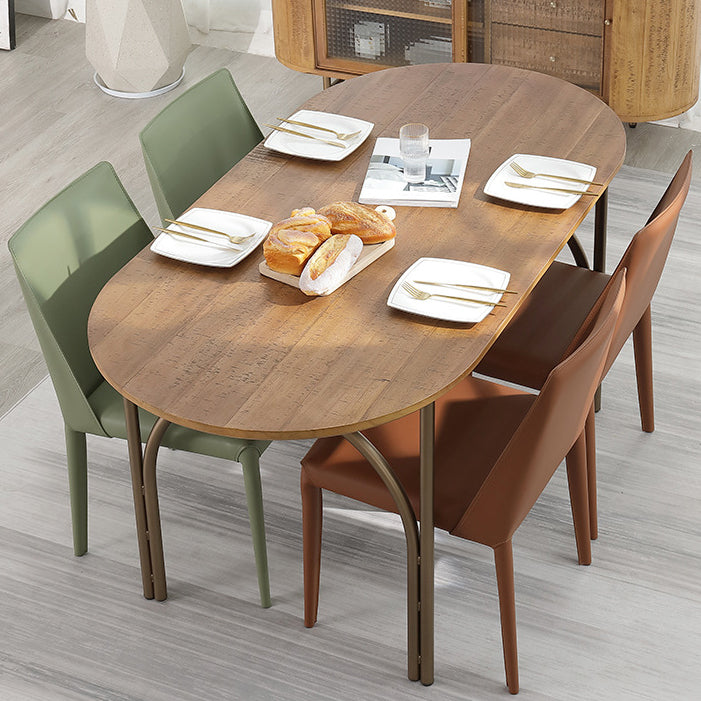 Moderner Stil Masster Holz Esstisch Brauner ovaler Tisch mit 4 Beinen für Esszimmer