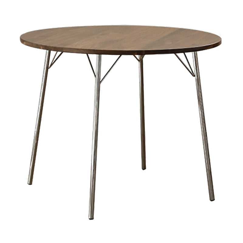Tavolo da pranzo rotondo contemporaneo Tavolo in legno massiccio con 4 gambe in metallo per la cena in cucina