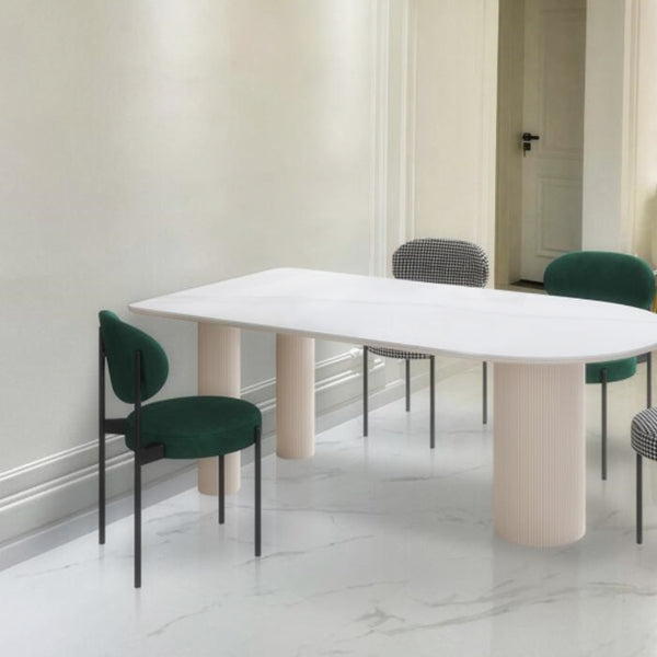 Metal Modern Free Form Dining Table Marble Top Table for Dining Room and Kitchen