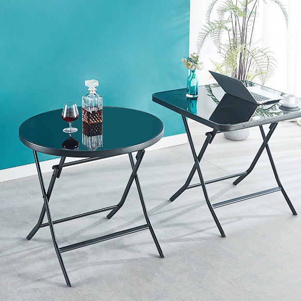 Moderner Glasküchenküche Esstisch Schwarzer Tisch mit schwarzem Rahmen für Zuhause
