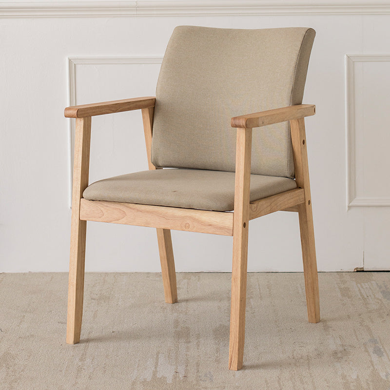 Chaise contemporaine en bois d'hévéa à dossier solide, chaise de salle à manger en bois au fini mat avec pieds naturels