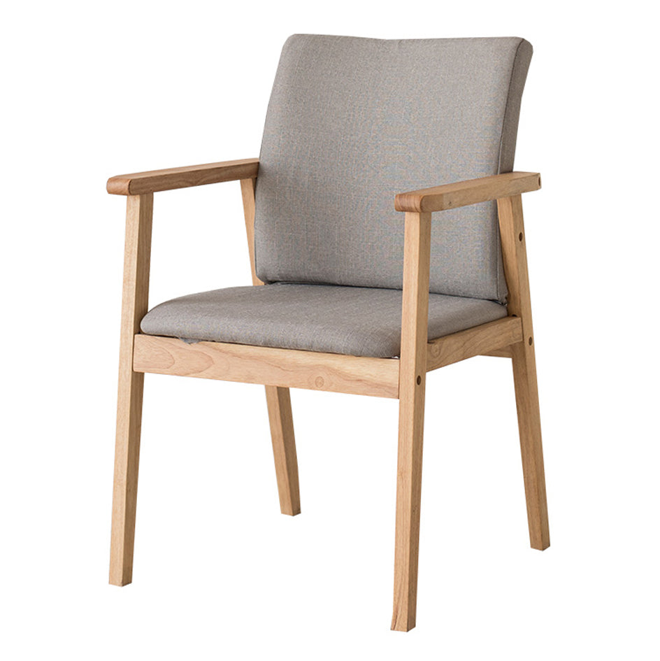 Chaise contemporaine en bois d'hévéa à dossier solide, chaise de salle à manger en bois au fini mat avec pieds naturels