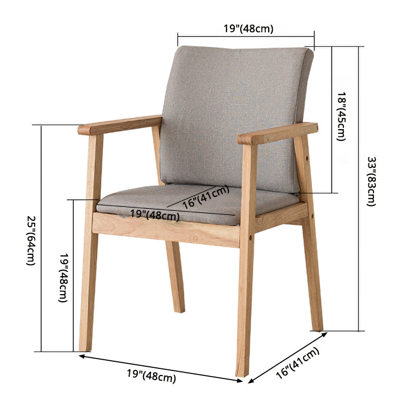 Chaise contemporaine en bois d'hévéa à dossier solide, chaise de salle à manger en bois au fini mat avec pieds naturels
