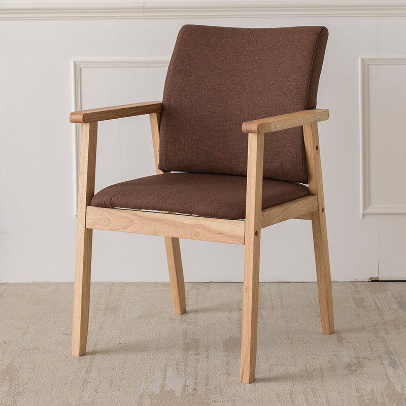 Chaise contemporaine en bois d'hévéa à dossier solide, chaise de salle à manger en bois au fini mat avec pieds naturels