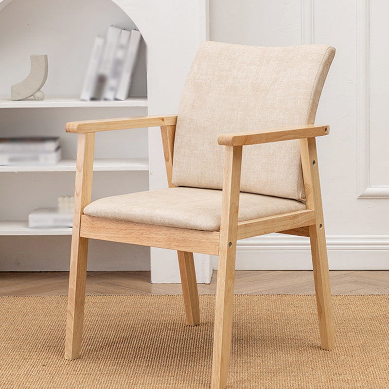 Chaise contemporaine en bois d'hévéa à dossier solide, chaise de salle à manger en bois au fini mat avec pieds naturels