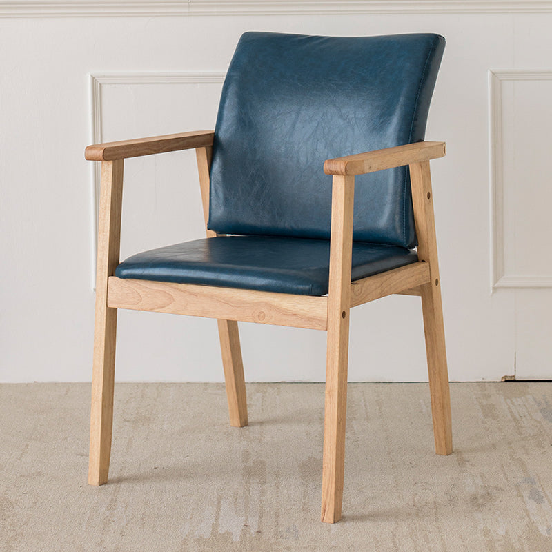 Chaise contemporaine en bois d'hévéa à dossier solide, chaise de salle à manger en bois au fini mat avec pieds naturels