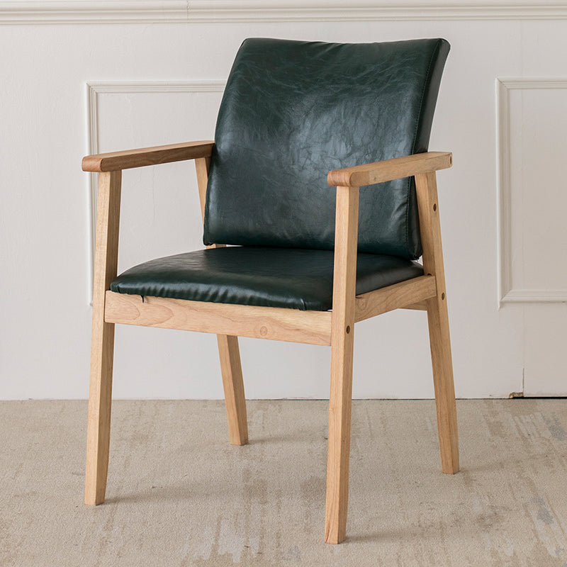 Chaise contemporaine en bois d'hévéa à dossier solide, chaise de salle à manger en bois au fini mat avec pieds naturels