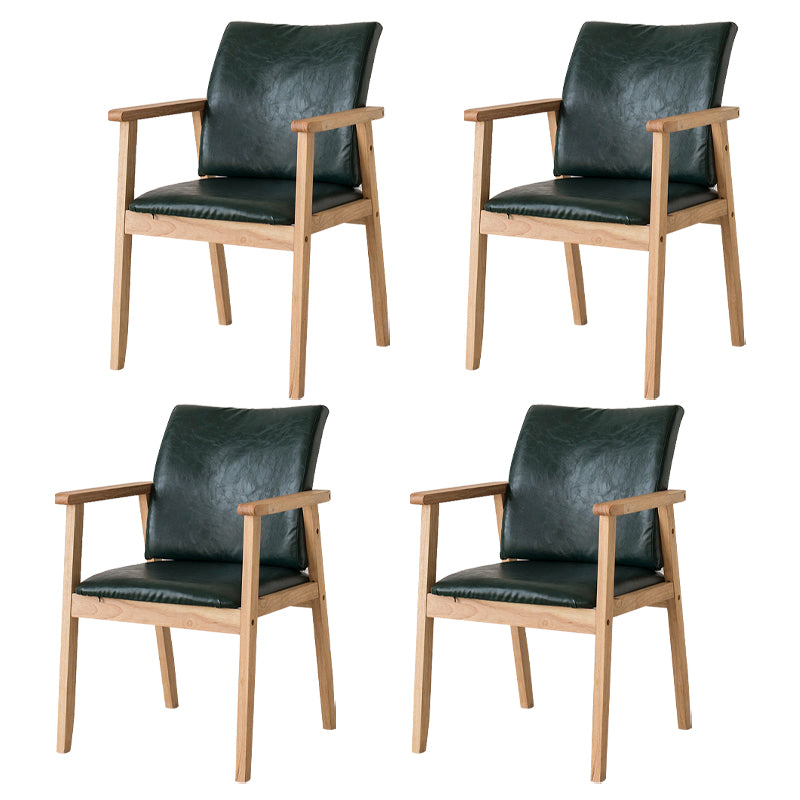 Chaise contemporaine en bois d'hévéa à dossier solide, chaise de salle à manger en bois au fini mat avec pieds naturels