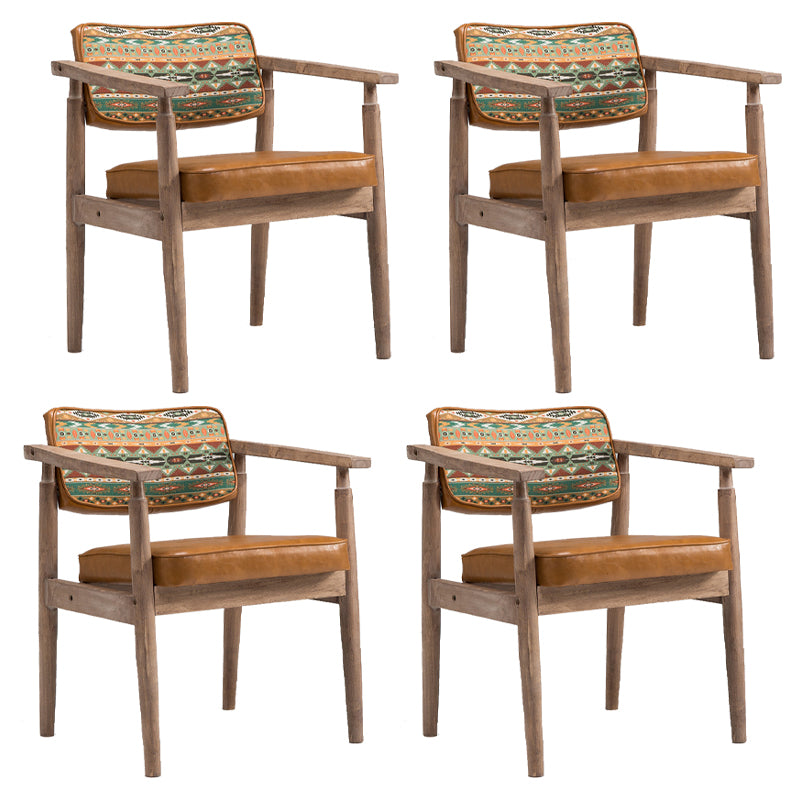 Traditional Style Rubber Wood Chairs Open Back Side Kitchen Dining Chair