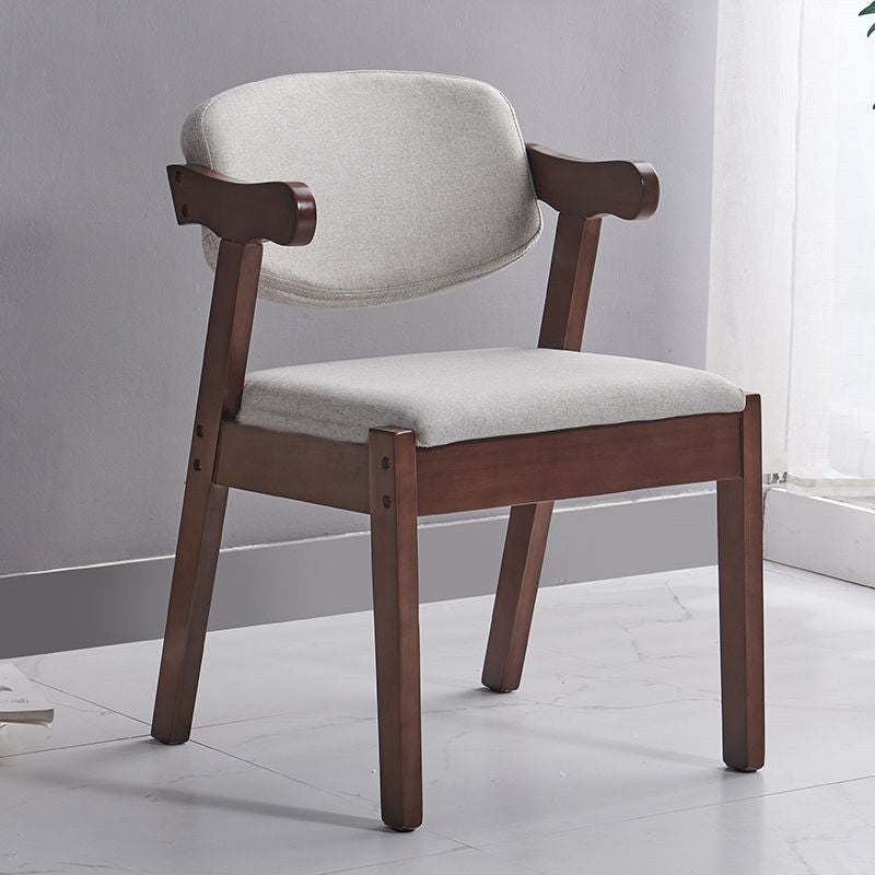 Contemporary Dining Arm Chair Open Back Side Chair with Wood Legs for Home Use