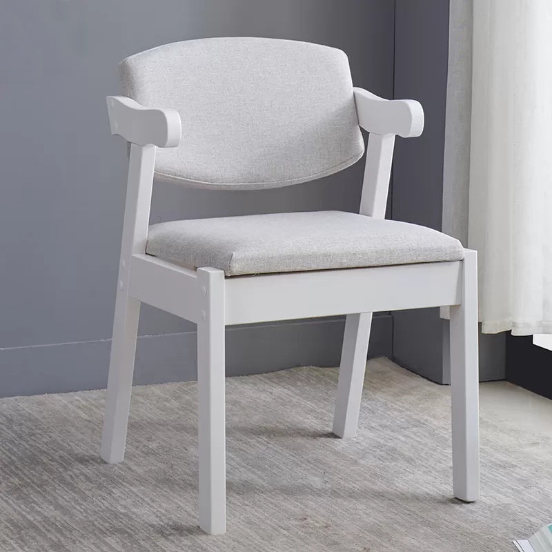 Contemporary Dining Arm Chair Open Back Side Chair with Wood Legs for Home Use