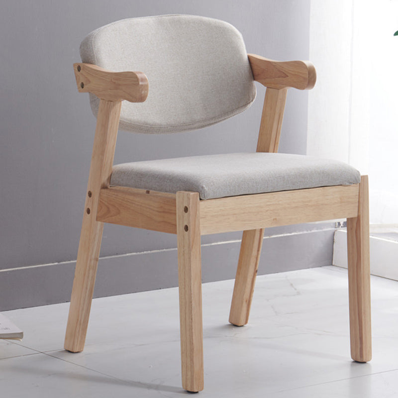 Contemporary Dining Arm Chair Open Back Side Chair with Wood Legs for Home Use