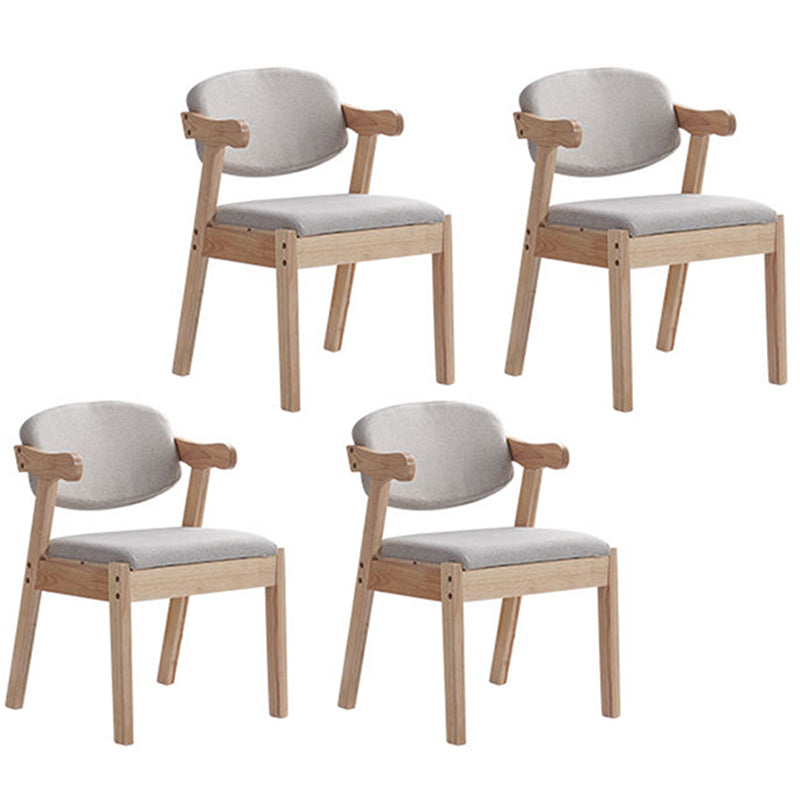 Contemporary Dining Arm Chair Open Back Side Chair with Wood Legs for Home Use