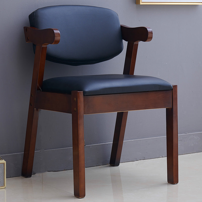 Contemporary Dining Arm Chair Open Back Side Chair with Wood Legs for Home Use