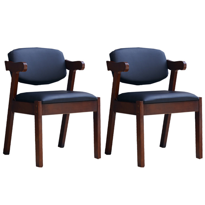Contemporary Dining Arm Chair Open Back Side Chair with Wood Legs for Home Use
