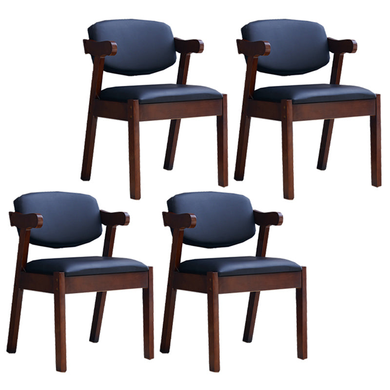 Contemporary Dining Arm Chair Open Back Side Chair with Wood Legs for Home Use