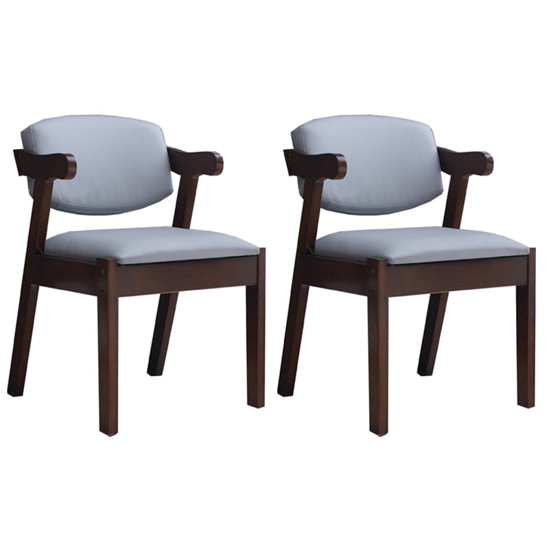 Contemporary Dining Arm Chair Open Back Side Chair with Wood Legs for Home Use