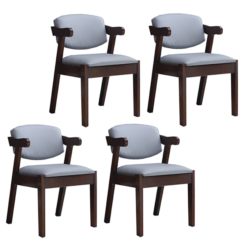 Contemporary Dining Arm Chair Open Back Side Chair with Wood Legs for Home Use