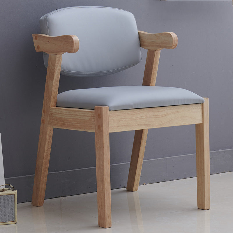 Contemporary Dining Arm Chair Open Back Side Chair with Wood Legs for Home Use