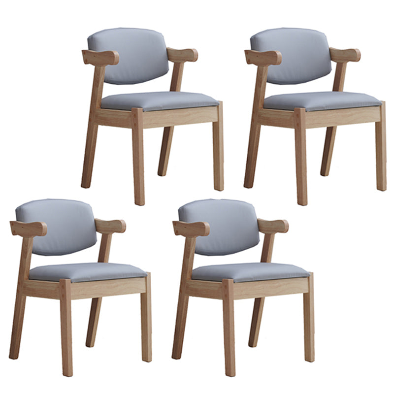 Contemporary Dining Arm Chair Open Back Side Chair with Wood Legs for Home Use