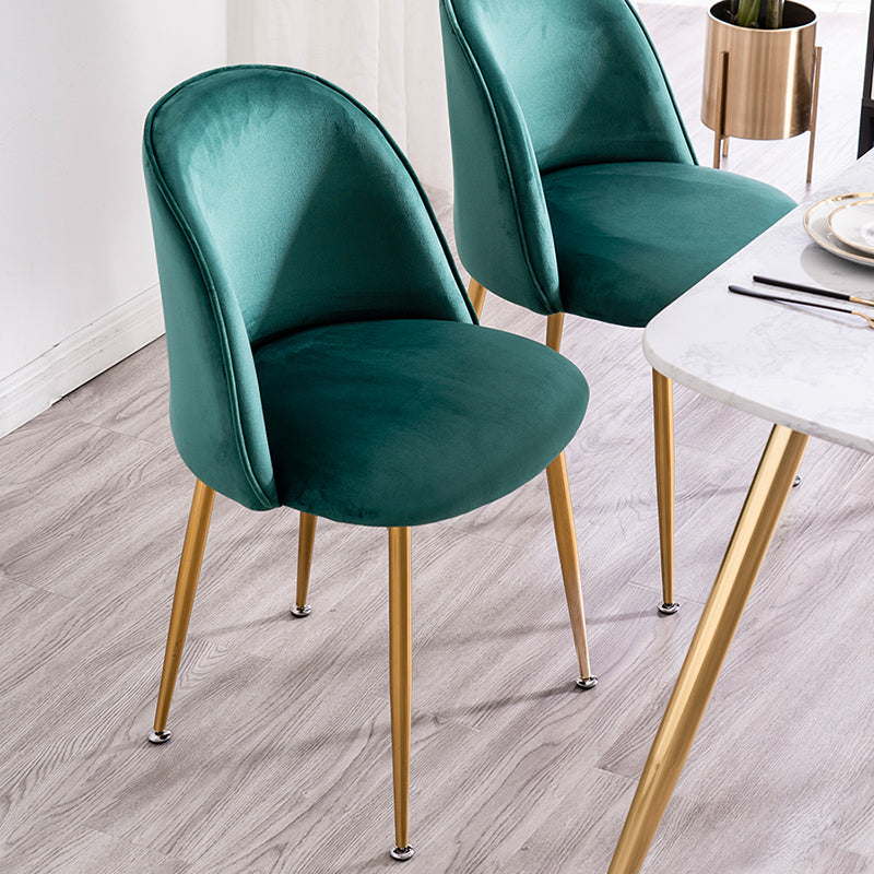 Glam Dining Side Chairs for Home Use Cushioned Armless Chair with Gold Legs