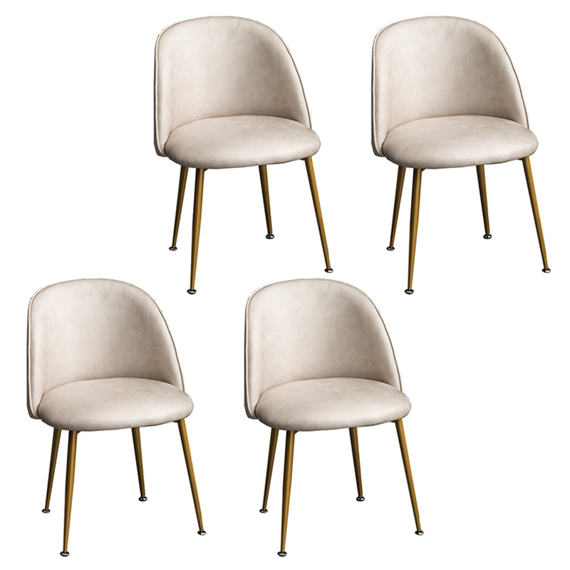 Glam Dining Side Chairs for Home Use Cushioned Armless Chair with Gold Legs