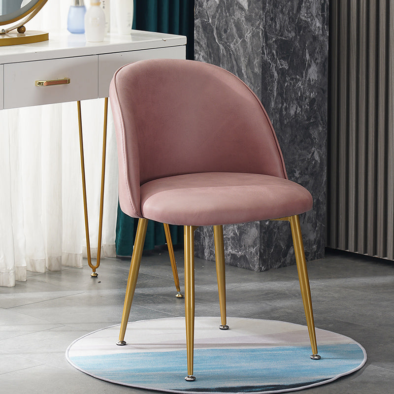 Glam Dining Side Chairs for Home Use Cushioned Armless Chair with Gold Legs