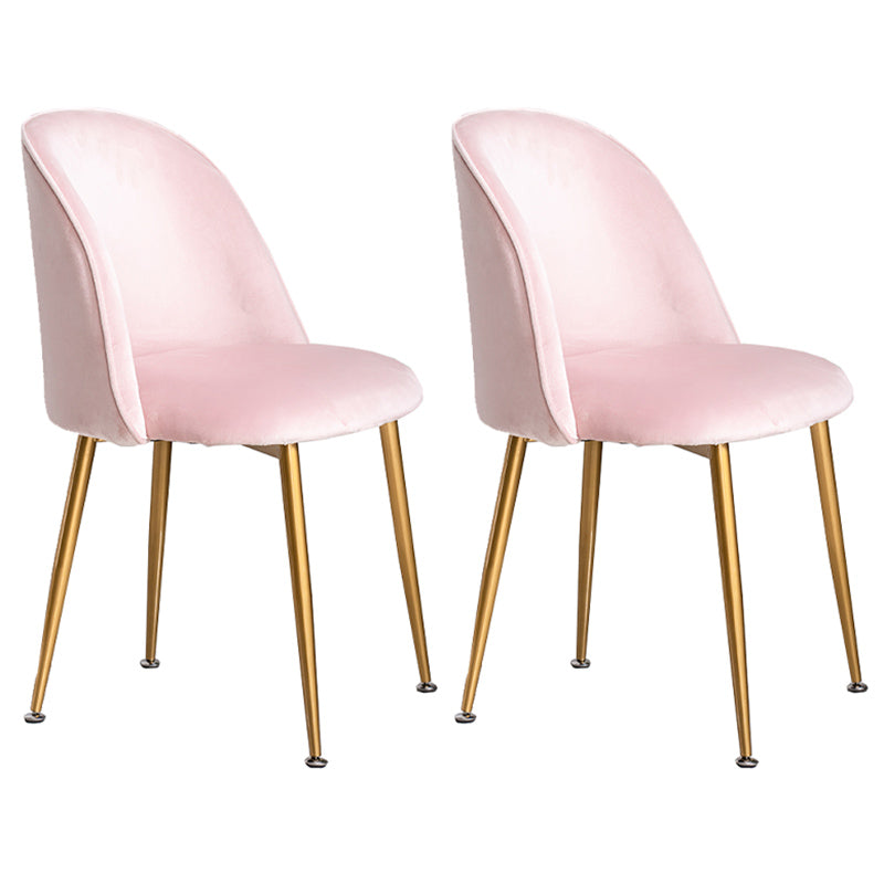 Glam Dining Side Chairs for Home Use Cushioned Armless Chair with Gold Legs