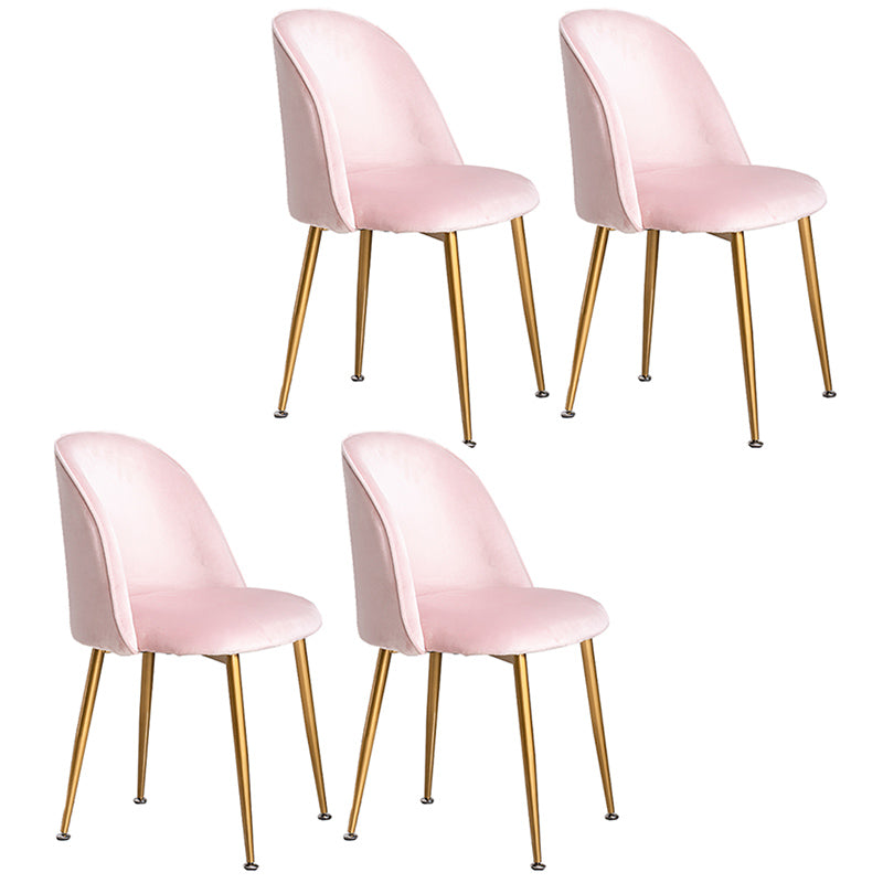 Glam Dining Side Chairs for Home Use Cushioned Armless Chair with Gold Legs