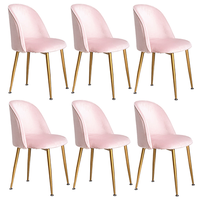 Glam Dining Side Chairs for Home Use Cushioned Armless Chair with Gold Legs