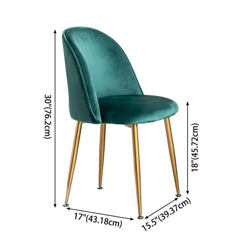 Glam Dining Side Chairs for Home Use Cushioned Armless Chair with Gold Legs