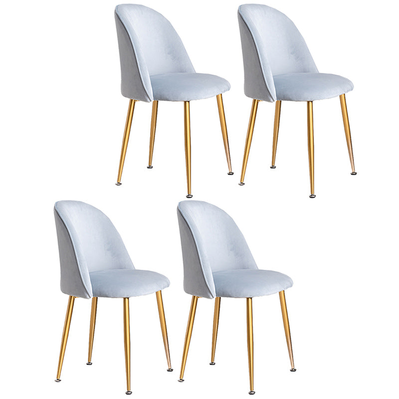 Glam Dining Side Chairs for Home Use Cushioned Armless Chair with Gold Legs